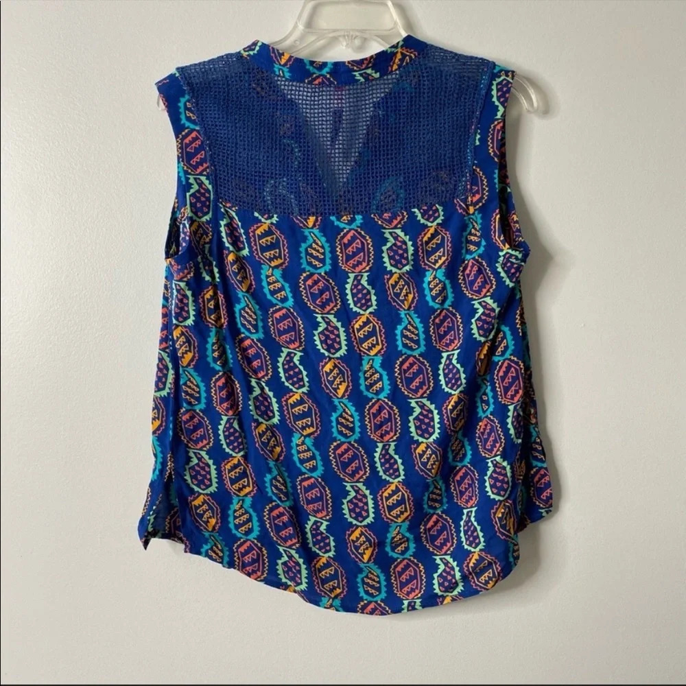 Plenty by Tracy Reese Blue Printed Sleeveless Top - Picture 5 of 7